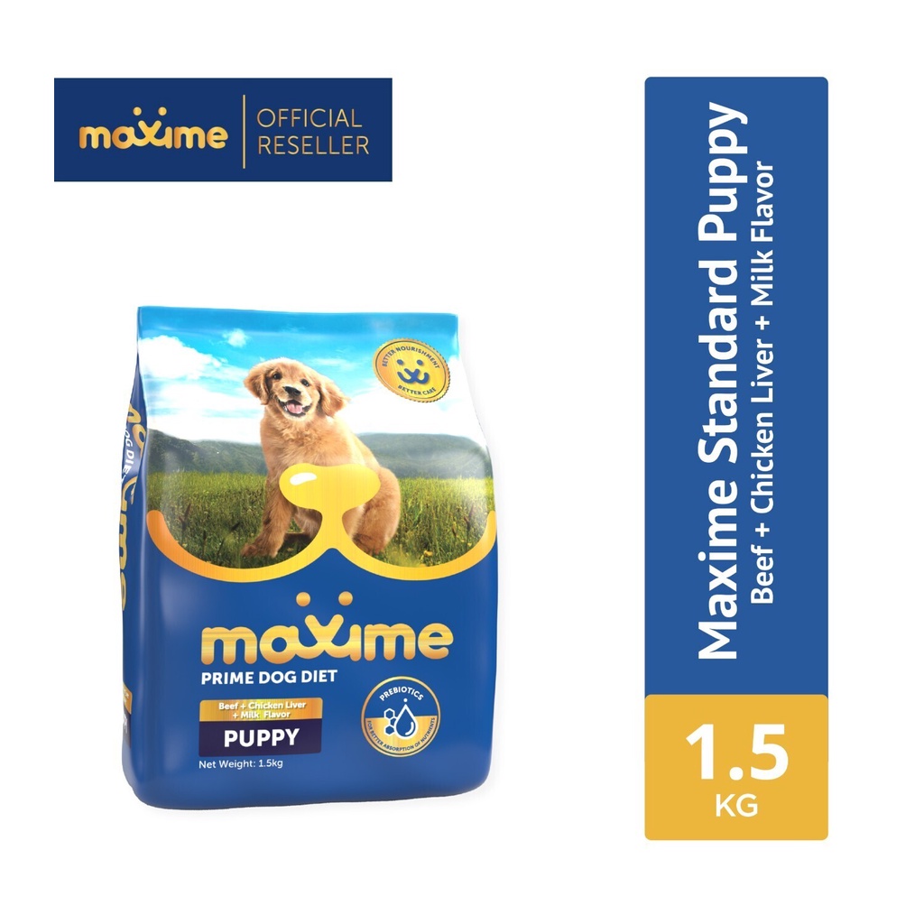 Maxime Dry Dog Food Puppy Beef, Chicken Liver & Milk (1.5kg) Shopee