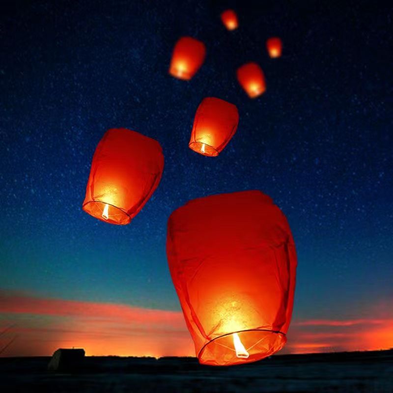Sky Lantern blessing light Pure color kongming light heart vows romantic wish Candle party