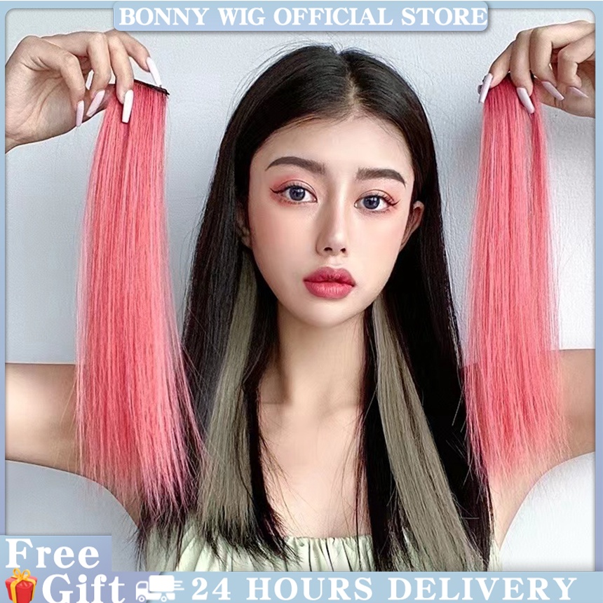 Hair Extension Piece Long Straight hair With Clip Color Colorful