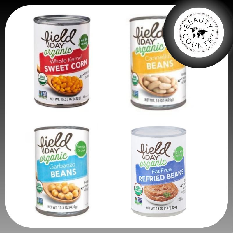 Beauty Country Field Day Organic, Refried, Garbanzo, Cannellini Beans