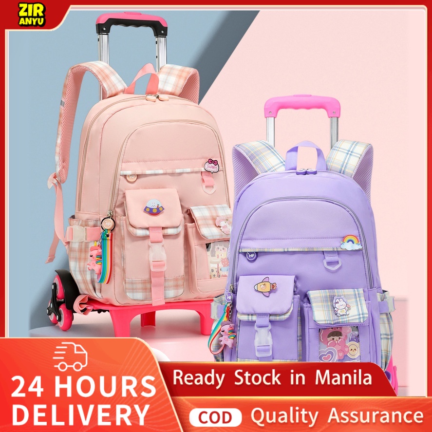 NEW 2/6 Wheels High Quality Girls Trolley Backpack Schoolbag with Wheels Orthopedic Bags for Children Schoolbag Rolling Backpack Bag