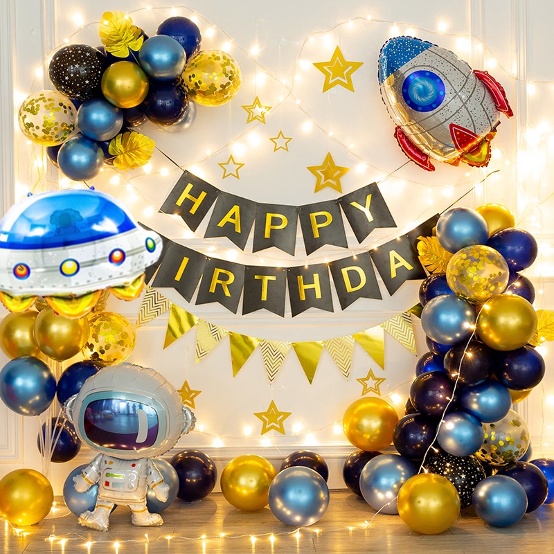 Outer Space Galaxy Theme Balloons Party Decorations Astronaut Rocket 