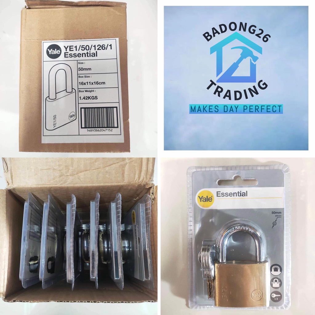 YALE ESSENTIAL PADLOCK LONG SHACKLE 50mm, 40mm, 30mm, 25mm Shopee