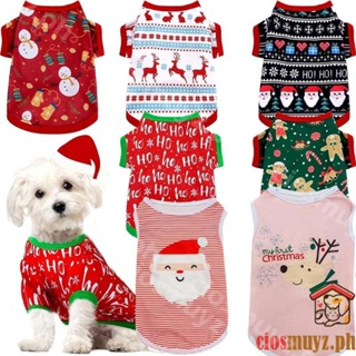 Christmas dog clothes/Pet Dog Cat Christmas Cartoon Shirt medium new year puppy vest christmas shirt chihuahua poodle plush dog clothes
