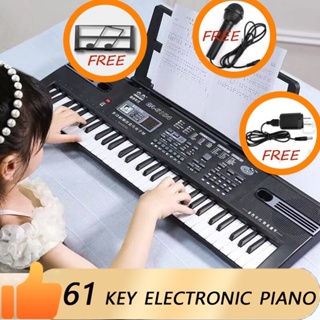 Electric Keyboard Piano 61 Key Electronic With Small Microphone Power Supply Portable Gift Toys