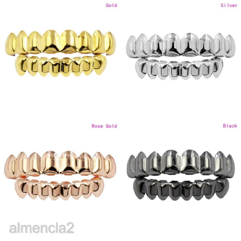 18k Gold Plated Custom Hip Hop Teeth Grills 8 Top Bottom Grill Teeth Mouth Shopee Philippines