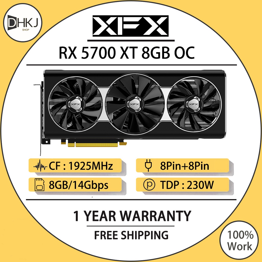 USED XFX RX 5700 XT 8G Gaming Graphics Card 5700XT GPU 2560SP 1925MHz ...