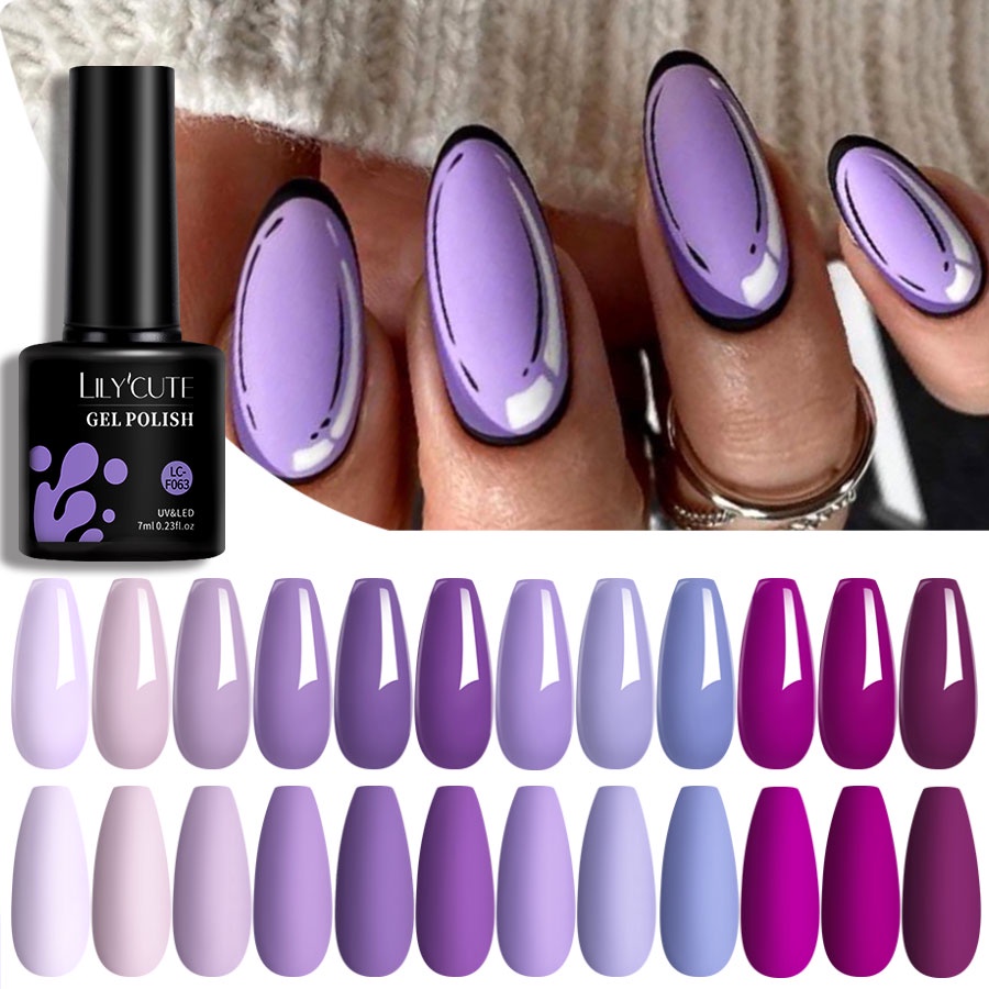 LILYCUTE Purple Gel Nail Polish Nail Art Matte Glitter Nail Gel Vernis Semi  Permanent Manicure Set Soak Off UV Gel | Shopee Philippines