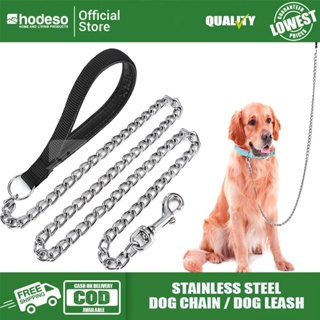 Hodeso Stainless Steel Chain Dog Leash Heavy Metal Chrome Pet Slip Leads for Small Medium Dogs for W