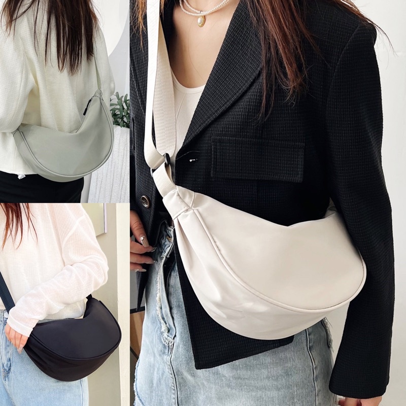Minimalist Trending Aesthetic Zipper Hobo Bag | Shopee Philippines