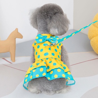 ○☸❉Dog clothes spring summer thin section leash skirt pet cat Teddy Bichon Pomeranian small dog pupp