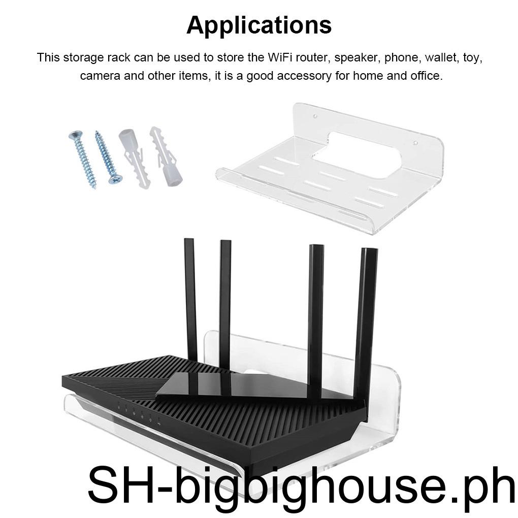 WiFi Router Rack Wall Mounted Acrylic Storage Stand Shelf Remote