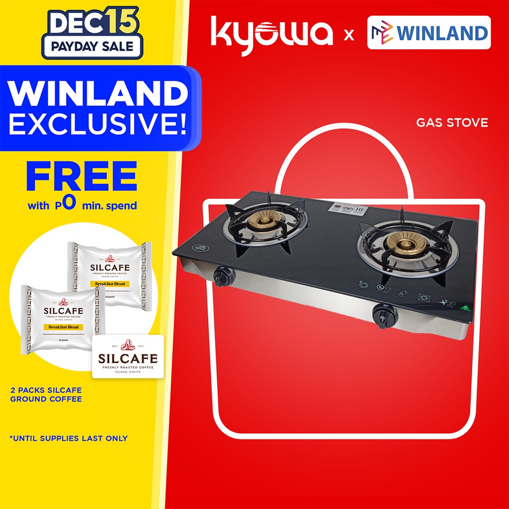KYOWA by Winland KW3560 Fuel Efficient Glass Top Double Burner Gas