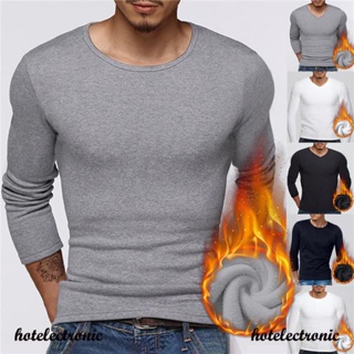 Men's Plush Thickening Slim Long Sleeve T-shirt Warm Top
