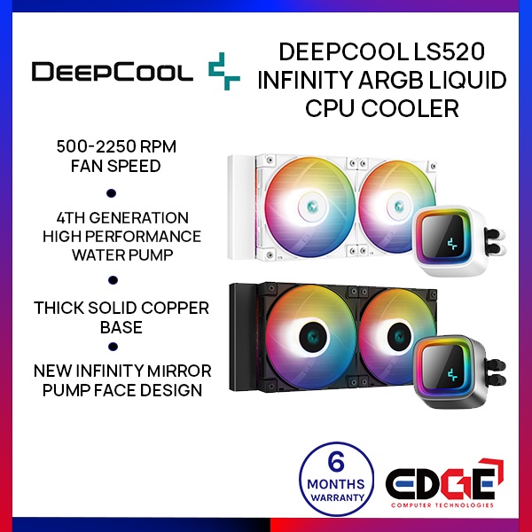 EDGE DEEPCOOL LS520 Infinity Series aRGB Liquid CPU Cooler, 2fan, 4