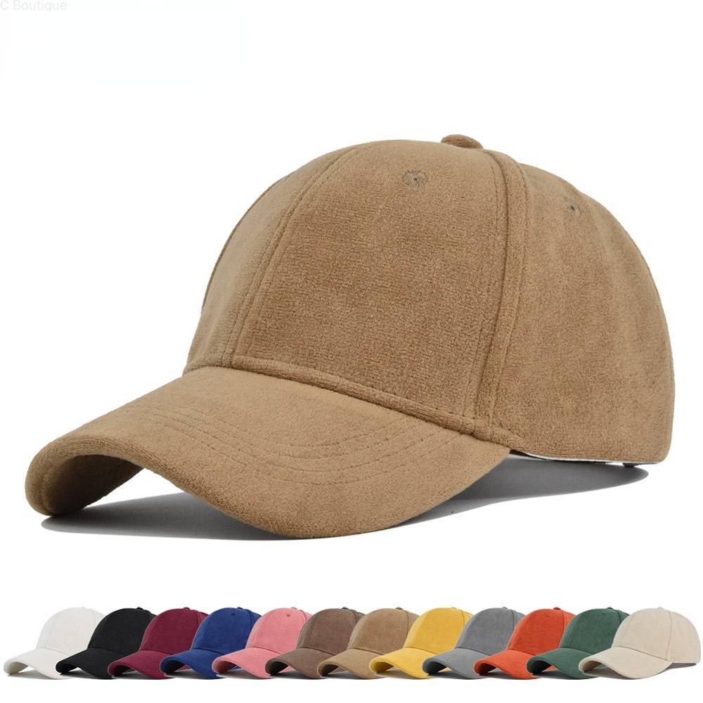 solid color suede cap for men plain warm baseball cap for woman dad hat ...