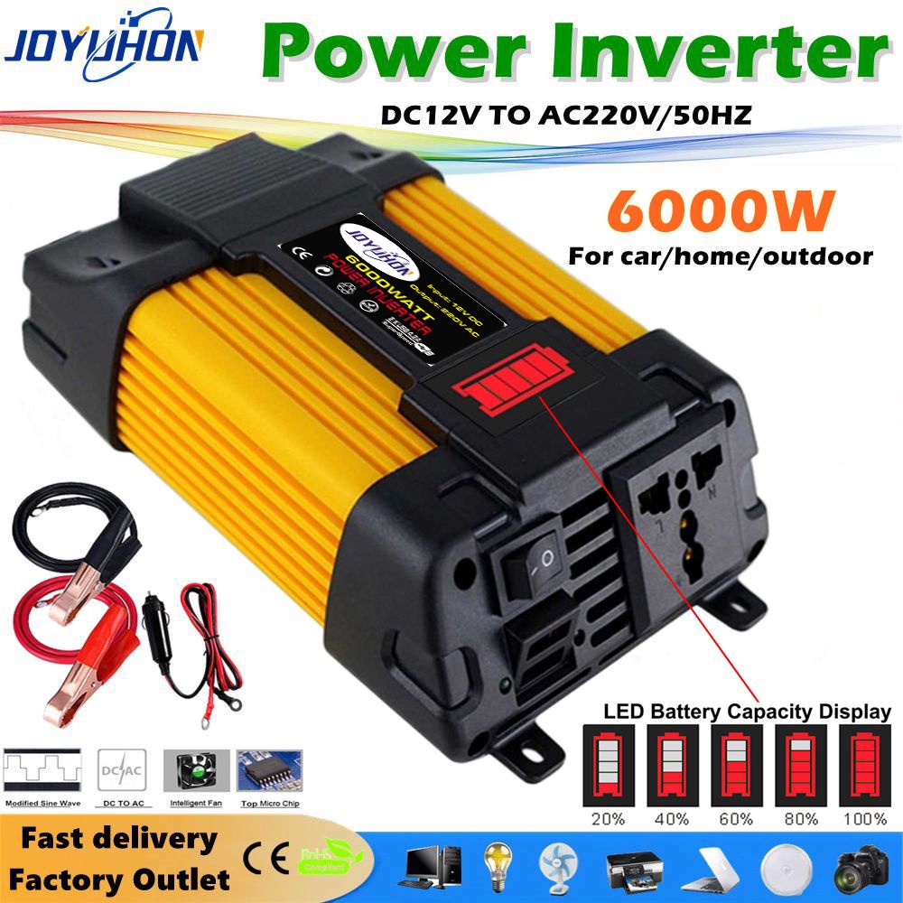 JOYUHON 6000W Solar Inverter 12V to 220V Modified Sine Wave Converter ...