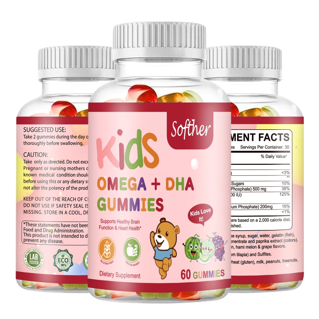 Sofher OMEGA + DHA Gummies for Kids Probiotics & Zinc C Vitamins for ...