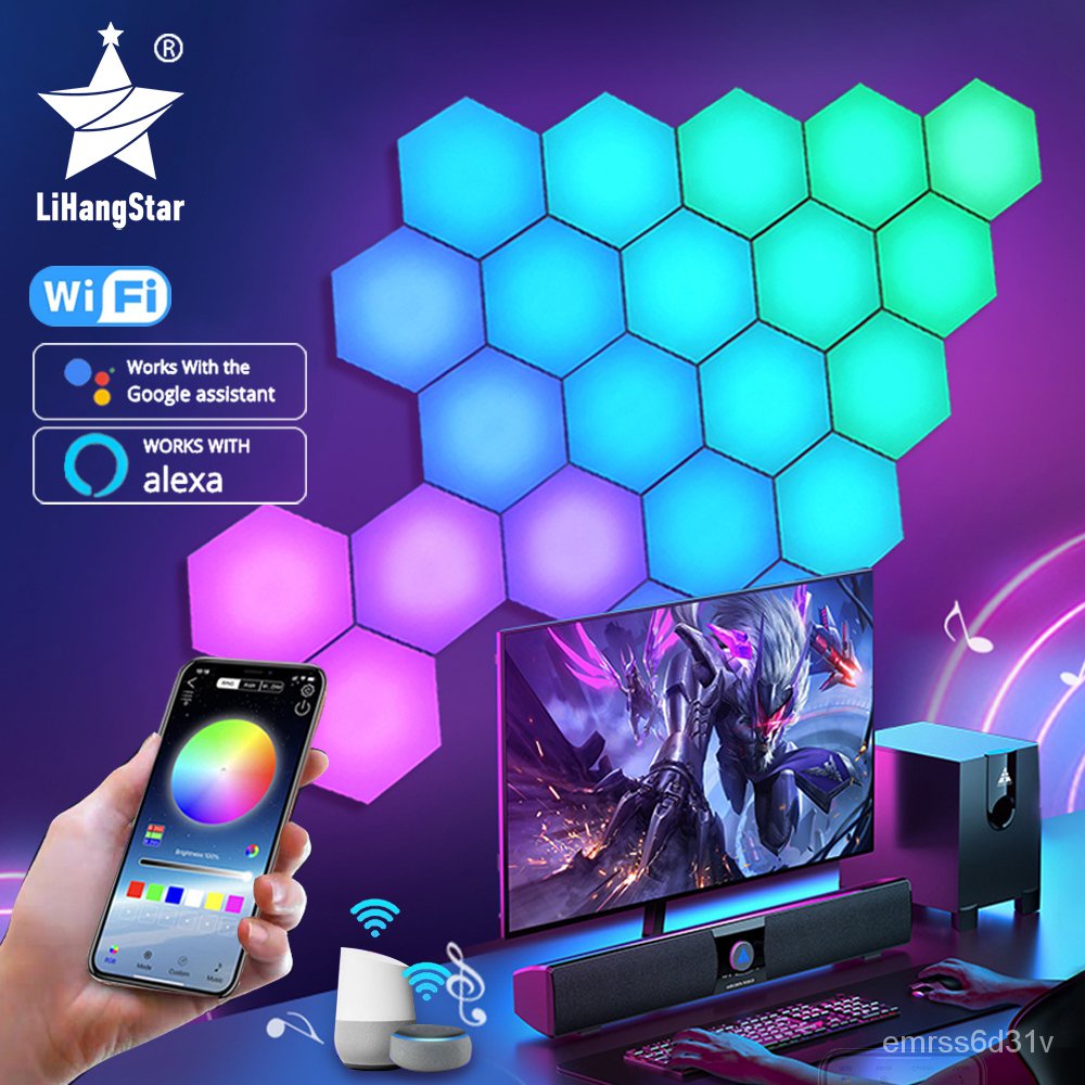 RGB Bluetooth LED Hexagon Light Indoor Wall Light APP Remote Control Night Light Computer Game