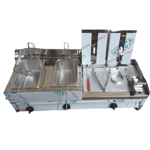 CASH ON DELIVERY HEAVY DUTY DOUBLE DEEP FRYER WITH 12X14 BURGER GRILLER