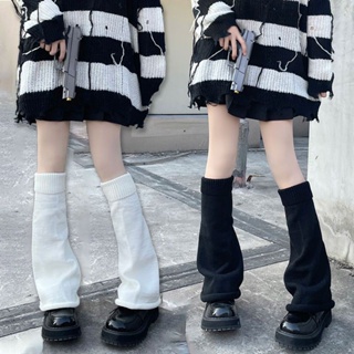 Sweet Y2k Solid Color Stretchy Leg Warmers Knitted Boots Cover Jk Uniform Socks Spring Lolita style knit leggings