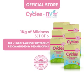 Cycles Baby Laundry Powder Detergent (x6) - Hypoallergenic for Baby’s Sensitive Skin! - 1Kg
