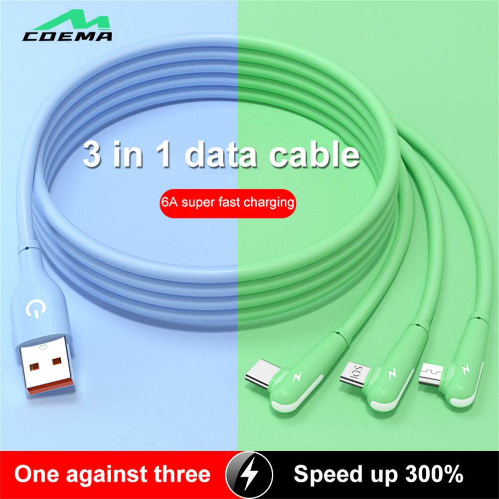 66w Super Fast Charge Mobile Phone Data Cable Threeinone Elbow 6a