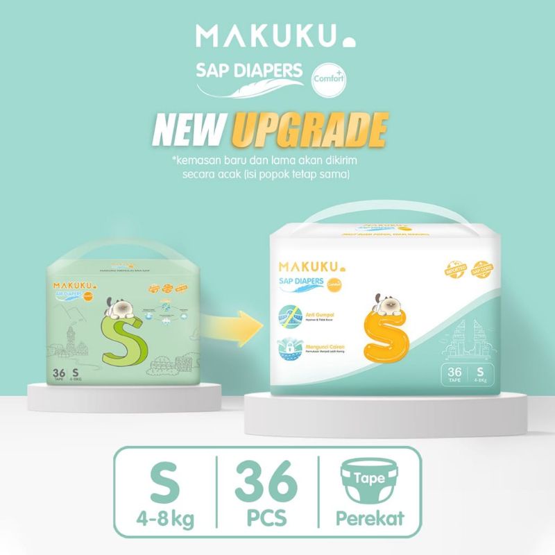 Makuku Air Diapers Comfort+Tape S36 Adhesive Baby Diaper Shopee