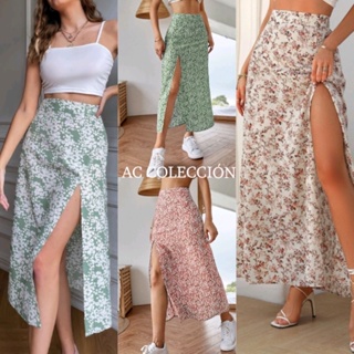 AC| Floral Long Skirt with Slit Perfect For Summer Outfit