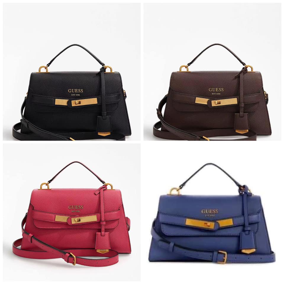 COD GUESS Enisa Top Handle Crossbody Sling Bag in Caviar Leather