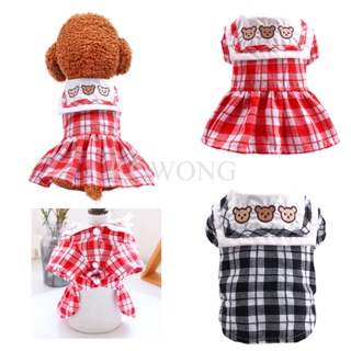 Checkered Plaid Tutu Dress for Dog Female Red Black Couple Clothes Pet Puppy Cat Birthday Wedding Gowns Shis Ztu Pomeranian