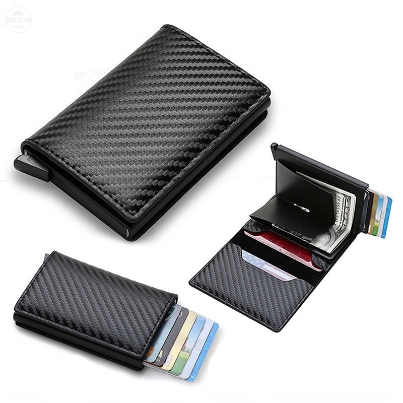 Carbon Fiber RFID Card Holder Slim Automatic Pop-up Card Holder Credit ...