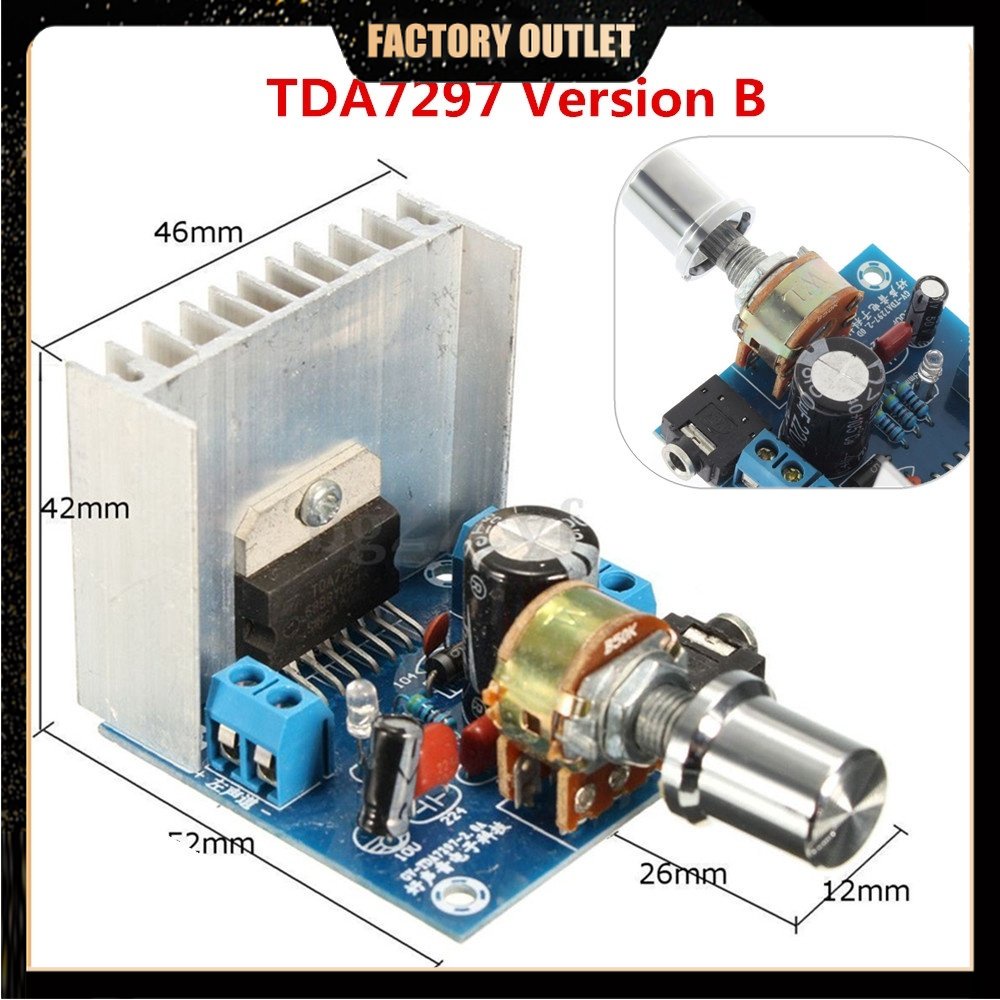 Amplifier/Decoder Board TDA7297 Type B AC/DC 12V 2*15W Digital Stereo