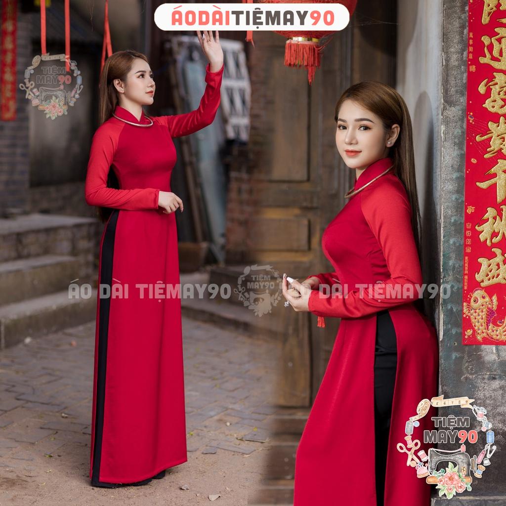 Traditional Red Ao Dai Shop 90 Is Available With Thick Stretchy Western ...