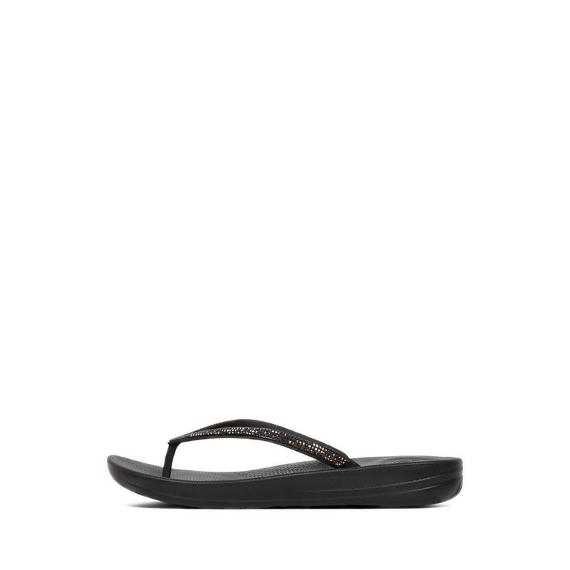 Fitflop Iqushion Sparkle Flip-Flops R08-001 Women's Sandals - Black ...