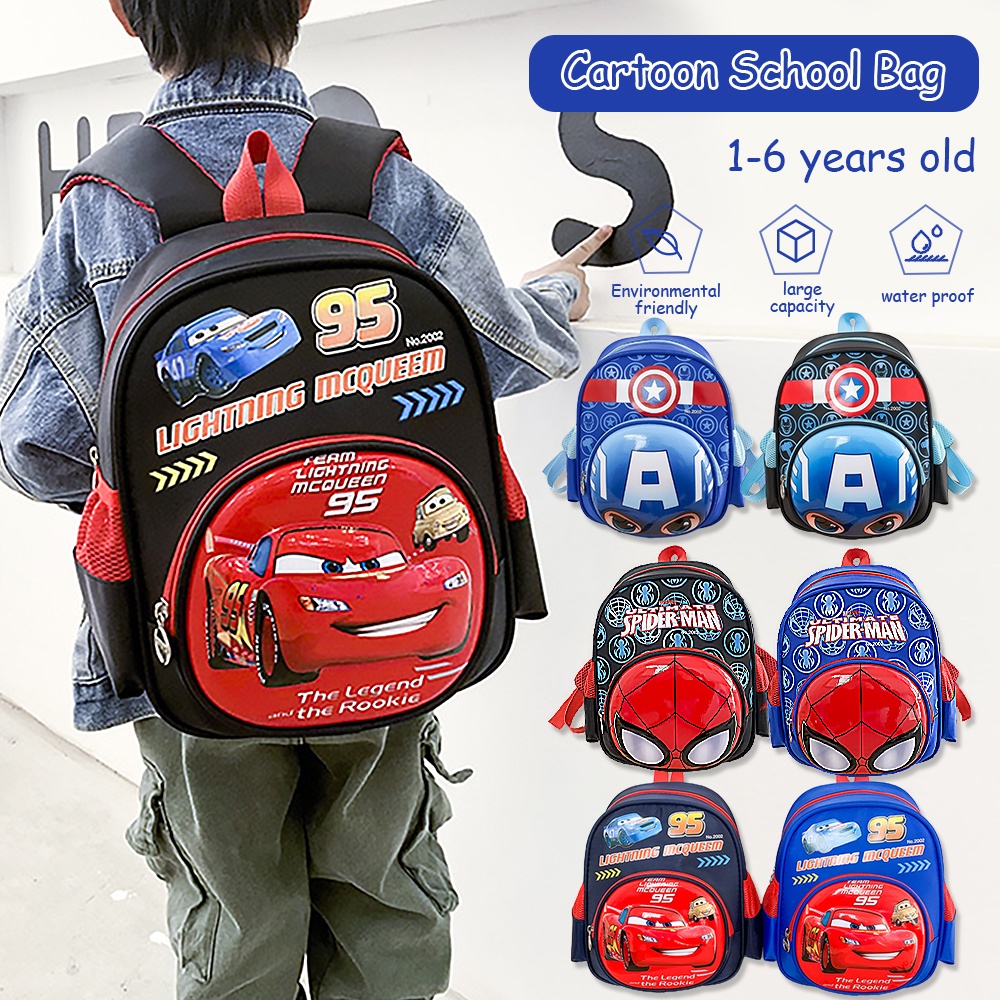 12 Inch Children’s School Bag Spiderman, Car, Captain America Cartoon School Bag To School