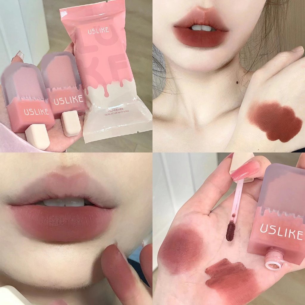 USLIKE Ice Cream Lip Glaze Matte Velor Lasting Lip Gloss Waterproof 8