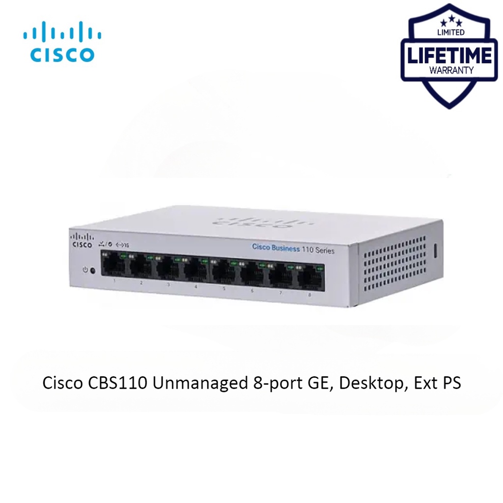 Cisco CBS110 Unmanaged Switch 8port Gigabit Desktop, Ext PS