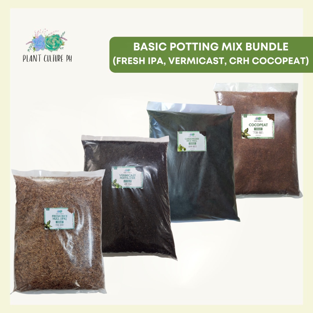 Basic Potting Mix Bundle (Fresh Ipa 5L, Vermicast 5kg, CRH 5L, Cocopeat