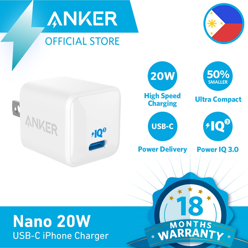 Anker Nano iPhone Charger, USB C, 20 Watts, Fast Charger, for Mobile Phone,  Smart Watch, Laptop | Shopee Philippines