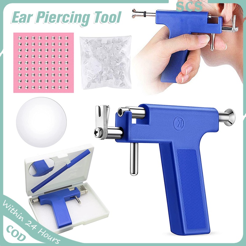 Ear Piercing Gun Kit Stainless Steel Nose Navel Lip Ears Piercer with ...