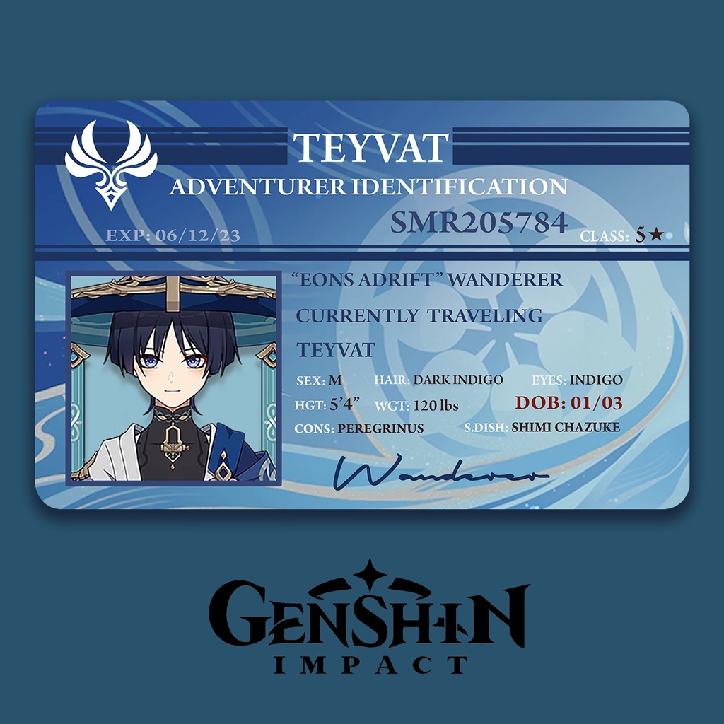 Genshin Impact ID Card Character's Adventurer Identification Inazuma