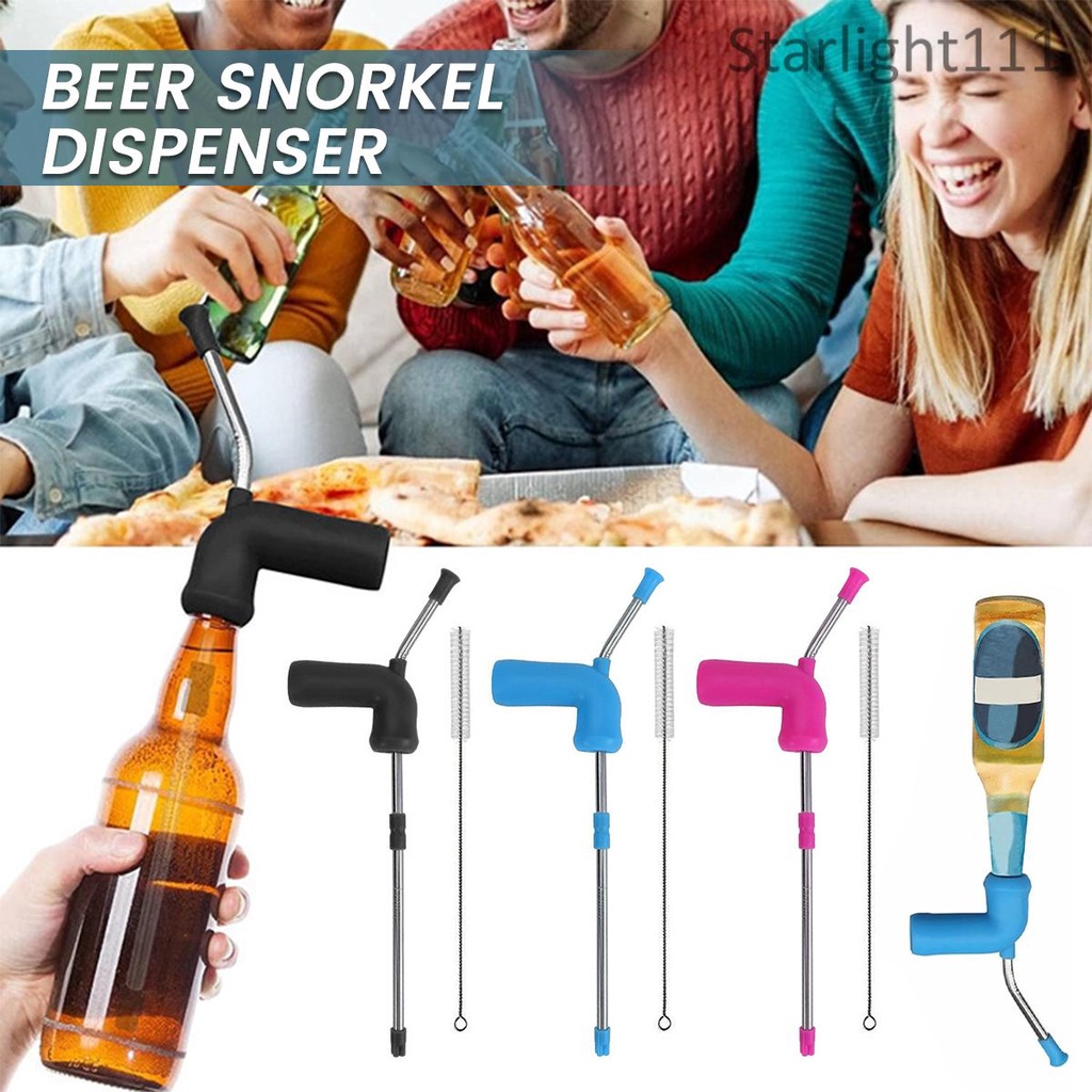Beer Snorkel Beer Funnel with Valve Bong Dispenser Party Straw with Cleaning Brush for Bar