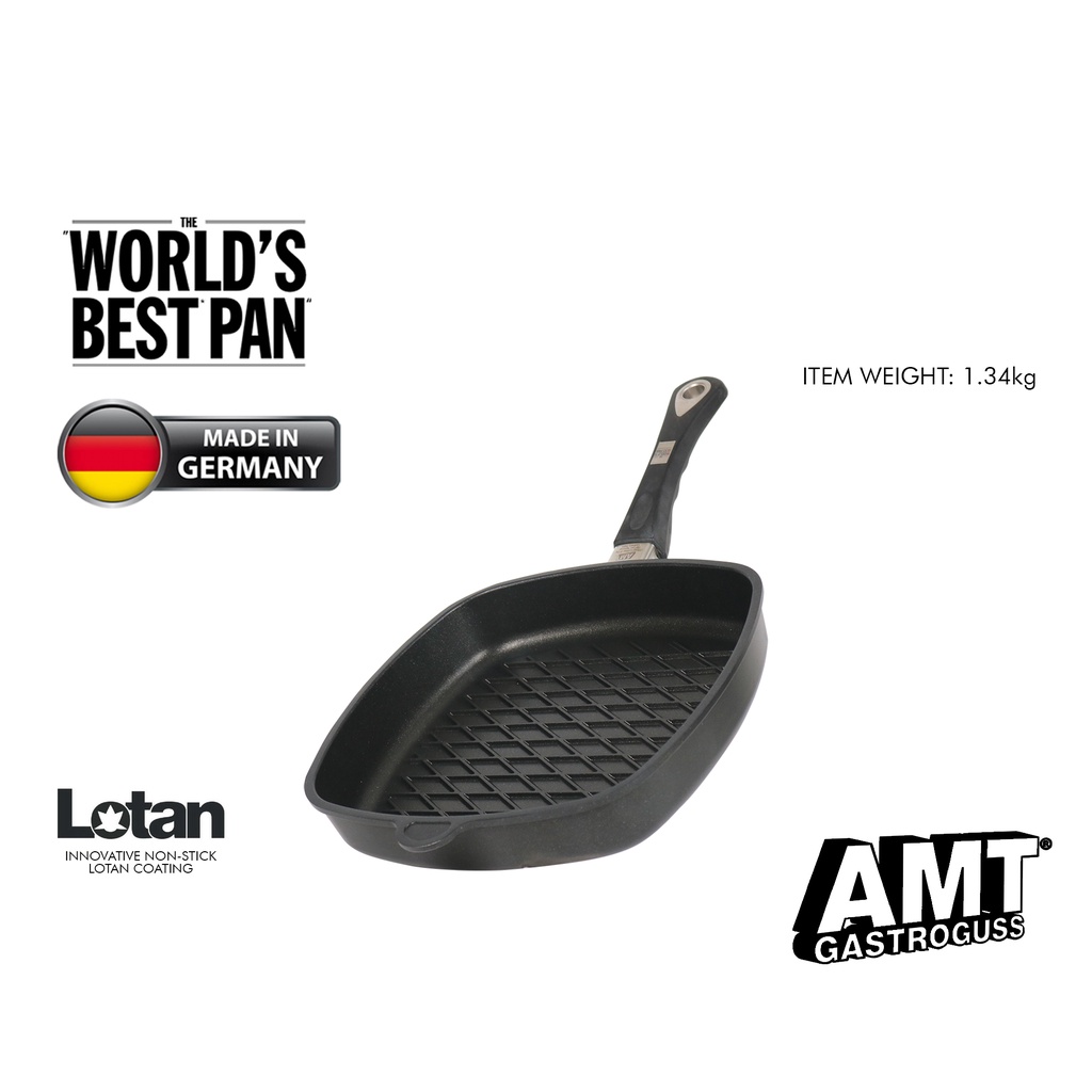 AMT Gastroguss Square Barbecue Grill Pan with Diamond Pattern