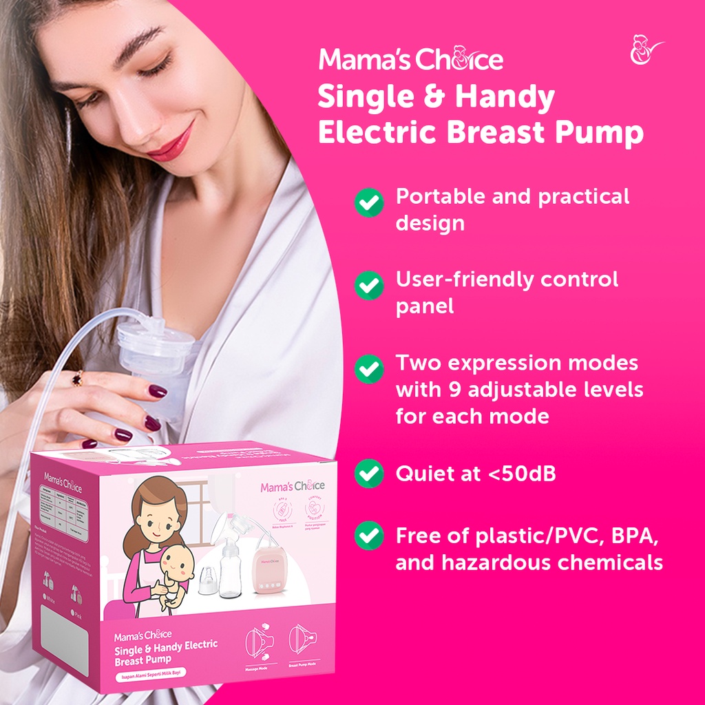 Mama's Choice Single & Handy Electric Breast Pump | Portable and Compact with USB Port