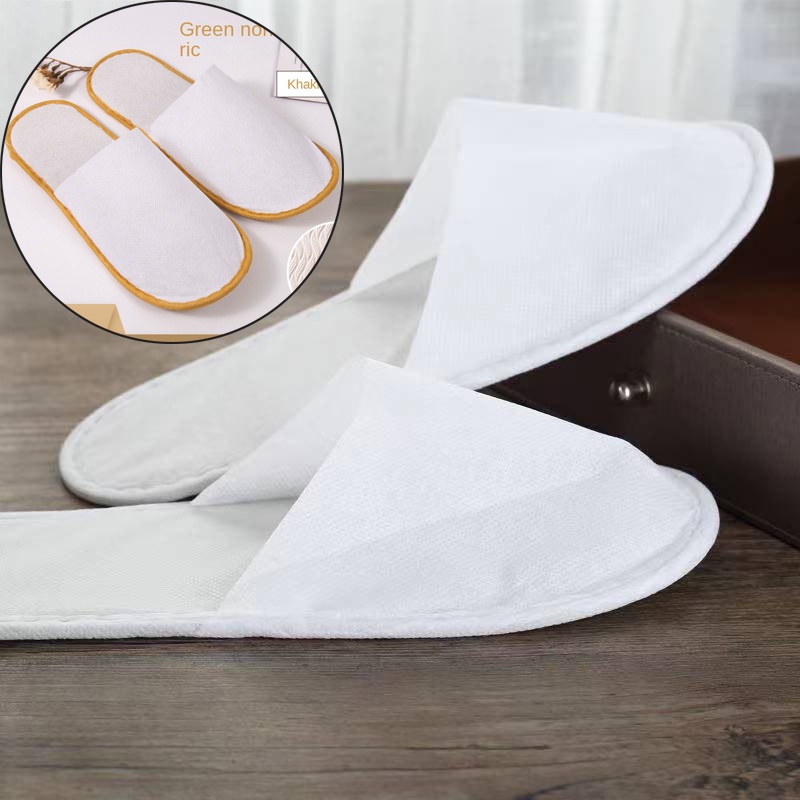 Towelling Open Closed Toe Hotel Slipper Spa Shoes Disposable Portable Home Slippers Unisex White