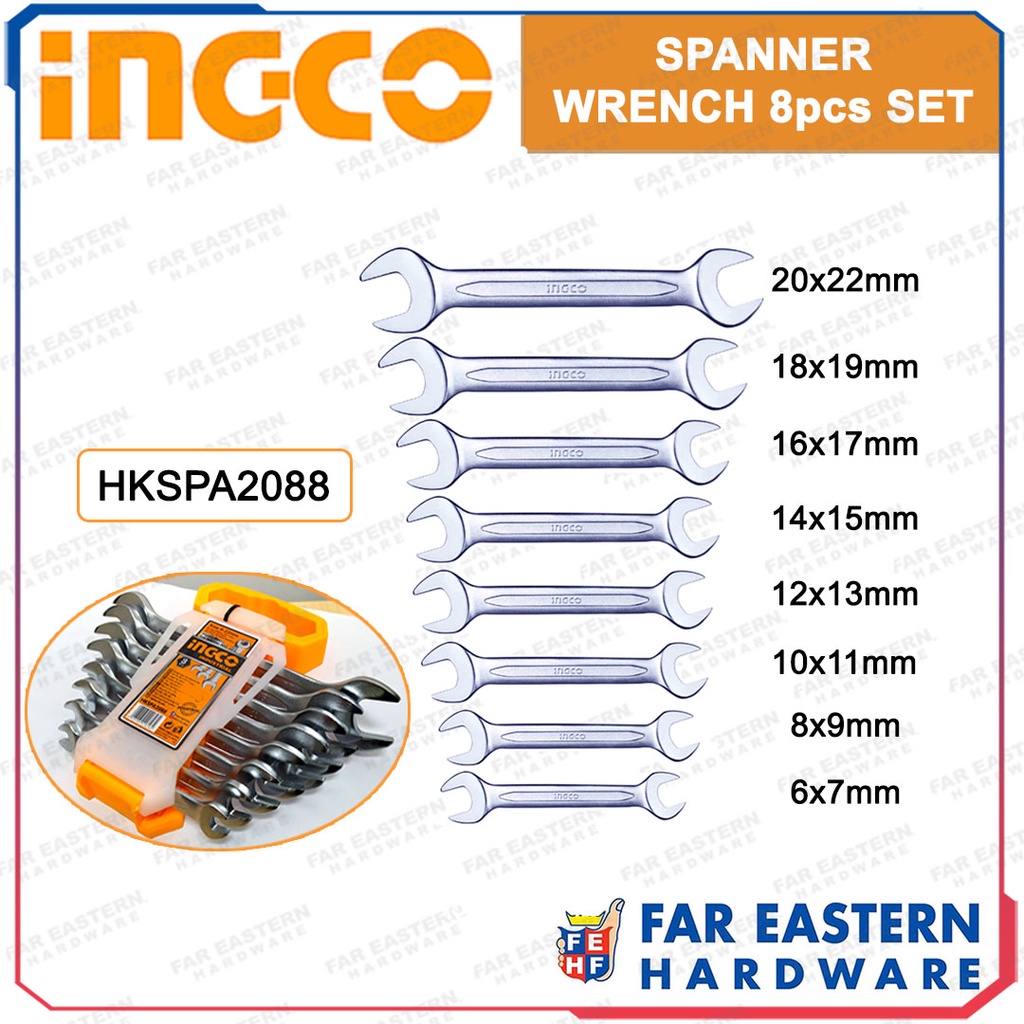 Ingco Spanner Wrench Pcs Set Double Open End Mm Hkspa Inht