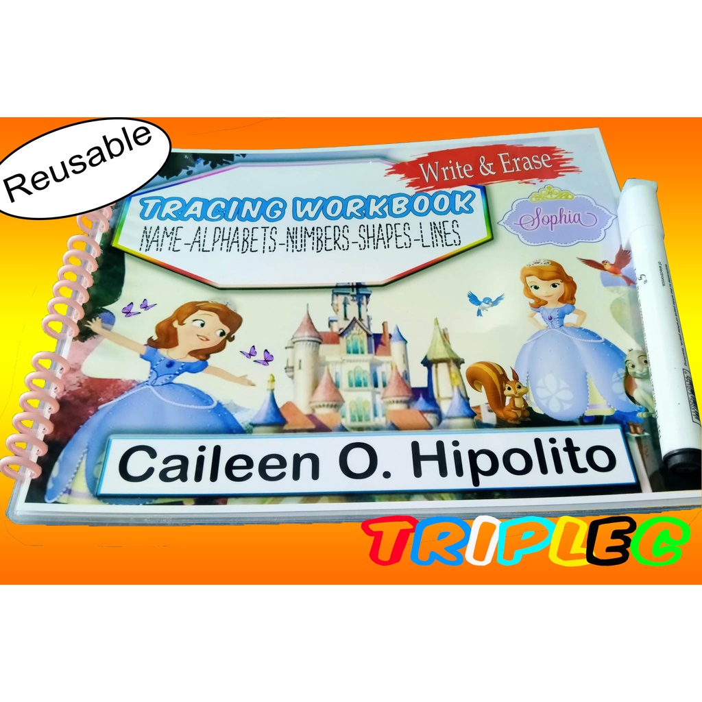 Laminated Tracing Workbook WRITE ERASE For Kids A4 Size FREE