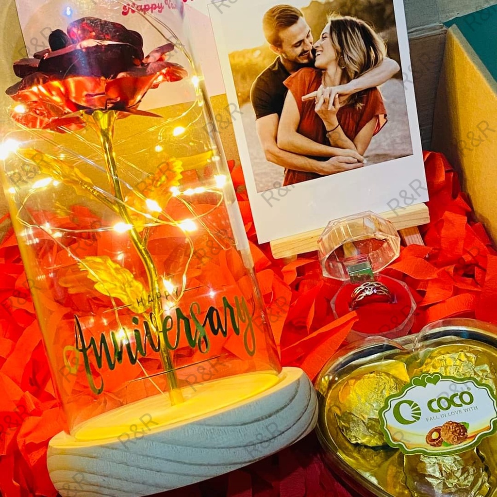 PERSONALIZED LED ETERNAL GALAXY ROSE WITH DOME gift for valentine's