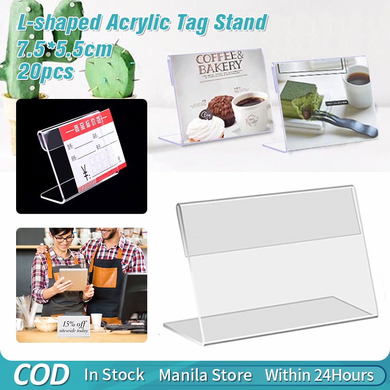 20pcs Acrylic Sign Holder Clear Plastic Table Top Name Card Price Tag